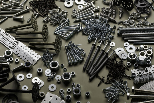 Fasteners - collection of screws, bolts, nuts, washers and metal hardware components